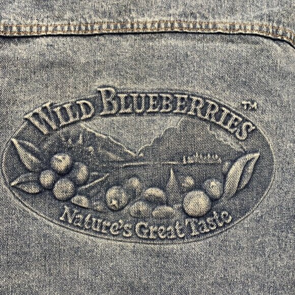 Denim Jeans Jacket Made in the USA. Wild Blueberries Imprint. Medium. - Picture 6 of 8